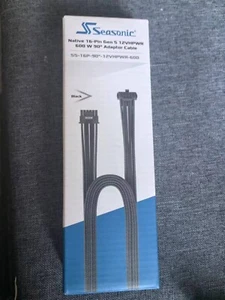 Seasonic Modular 90° L 12VHPWR 16-Pin PCIE5.0 ATX3.0 600W Power Cable black - Afbeelding 1 van 3