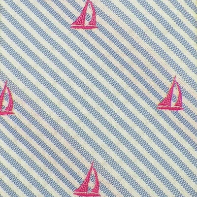 VINEYARD VINES Mens Blue Pink SAILBOAT STRIPE Silk Seersucker SKINNY Tie NWT - Image 1 of 3