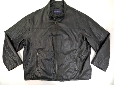 Roundtree & Yorke Faux Leather Biker Jacket, Men 2XB, Soft Black Lined Vegan - Image 1 of 4
