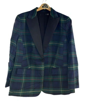 Lauren Ralph Lauren Tartan Plaid Blazer Women's Plus Size Green Wool Blend - Image 1 of 2