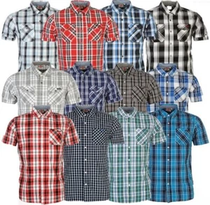 ✅ Camicia uomo Lee Cooper maniche corte shirt a scacchi short shirt colletto estate NUOVA - Foto 1 di 35