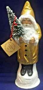 2023 New Ino Schaller Bayern Papier Mache German Santa Gold with Tree 10" - Bild 1 von 8