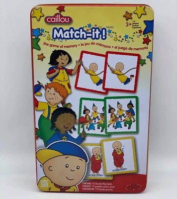 Caillou Match It The Game of Memory Chunky Play Cards in Metal Tin COMPLETE - Image 1 of 4