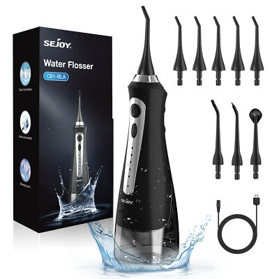 SEJOY Water Flosser Cordless 230ml Water Flosser Dental Oral Cleaner 8 Jet Tips