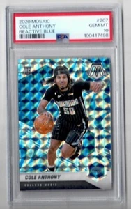 2020-21 Mosaic Cole Anthony Reactive Blue Prizm Insert Card PSA 10 Gem Mint - Picture 1 of 2
