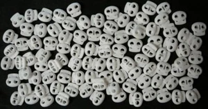 100 White 1/8" Hole Dual Hole Spring Cord lock Barrel String Toggle Slider - Picture 1 of 3