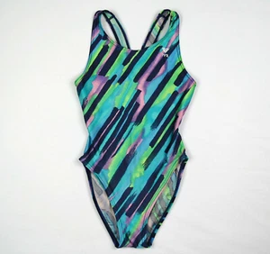 Vintage TYR Europe Watercolor One Piece Racerback Swimsuit Women's Size 30 (S) - Picture 1 of 12