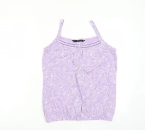 Bonmarché Womens Purple Floral Cotton Blend Tank Size 10 Embroide - Picture 1 of 10