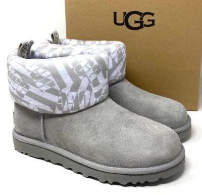 UGG Classic Mini Jersey Suede Boots Winter Stripe Gray Women Size 1136674 SEL - Image 1 of 4
