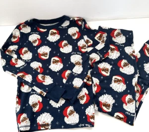 Old Navy Black/African American Santa 2pc Kid's Pajama Size L(10) Unisex Navy - Picture 1 of 1