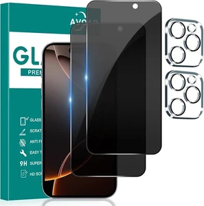 For iPhone 16 15 14 13 12 Pro Max Tempered Glass Privacy Screen Camera Protector - Picture 1 of 25