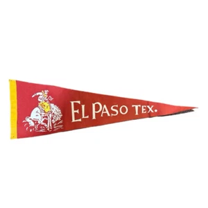 El Paso Texas Cowboy Rodeo Western Filz Wimpel Vintage 50er Jahre - Bild 1 von 2