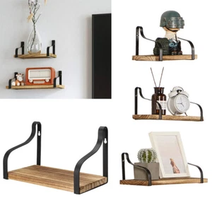 1/3 Wood Floating Shelf Wall Mounted Hanging Rack Display Rustic Storage Shelves - Picture 1 of 21