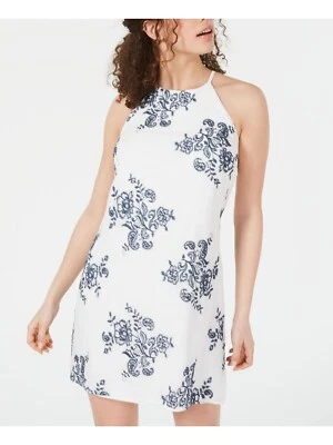 Vestido corto forrado BCX para mujer talla XS blanco azul con bordes Foto 1 de 4