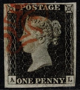 1840 1d schwarz Pl 2 AL 4m ex große Goldsammlung sehr schön gebraucht Kat. 375,00 £ - Bild 1 von 1