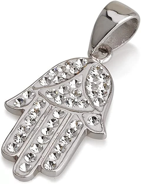 Ciondolo Hamsa in argento sterling con colori misti cristalli pietre preziose... - Immagine 1 di 1