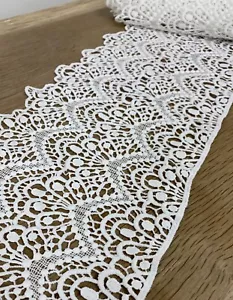 Weiße Baumwolle Häkelborte 8" 21 cm Vintage Stil Hochzeit Schneiderei Handwerk - Bild 1 von 8