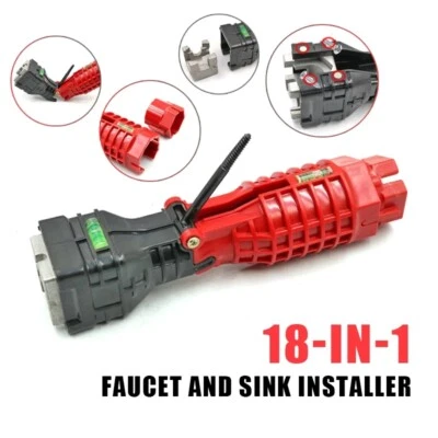 18 in 1 Foldable Water Pipe Wrench Double End Bathroom Faucet Sink Plier Sleeve - Image 1 of 4