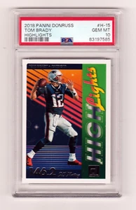 2018 PANINI DONRUSS HIGHLIGHTS FOOTBALL CARD #H-15 TOM BRADY PSA 10 LOW POP NFL - Picture 1 of 5