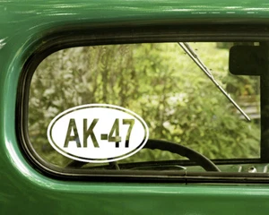 2 AK-47 OVALE AUFKLEBER AK47 Aufkleber Stanzen Schnitt für Auto Fenster Stoßstange Wohnmobil - Bild 1 von 1
