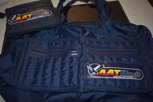 Vintage AAT Kings Australian Holidays 2 blue folding travel bags with straps - Picture 1 of 8