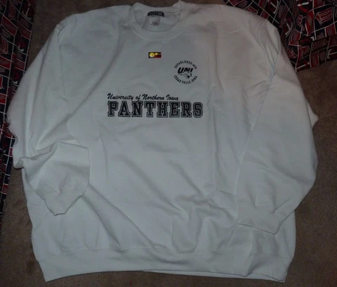 NEW NCAA N Northern Iowa Panthers Crew Sweatshirt BIG 4XL XXXXL White NEW NWT Cover