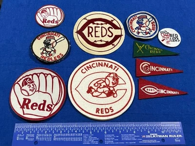 Vintage Lot Cincinnati Reds Mini Pennants Patches Baseball Crests MLB - Image 1 of 3