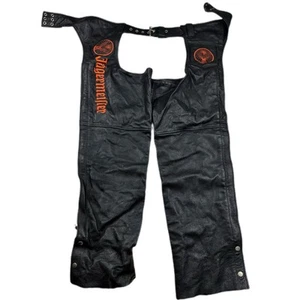 Jagermeister Women’s Black Leather Chaps Size Medium - Picture 1 of 6