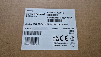 Genuine HPE Aruba 10G SFP+ 1M DAC Cable J9281D - Image 1 of 2