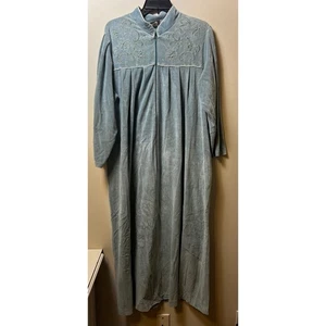 Bata de terciopelo bordada vintage cremallera completa manga larga ropa de salón para mujer - Imagen 1 de 14