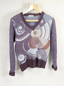 Vintage 70s Nik Nik RARE Women's Sweater Jumper Top Disco Deco Gatsby Abstract M - Picture 1 of 14