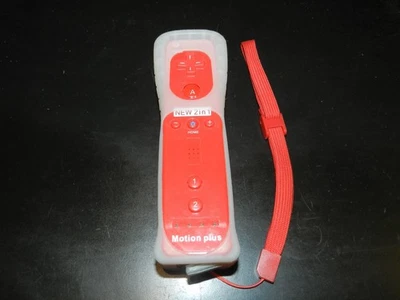Red 2 in 1 Motion Plus Remote Controller Nintendo Wii & Wii U w/ Grip & Band - Image 1 of 2