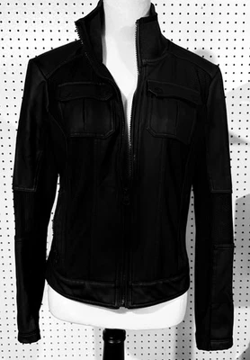 Chaqueta básica Blanc Noir para mujer de cuero con cuello y cremallera negra talla M Foto 1 de 4