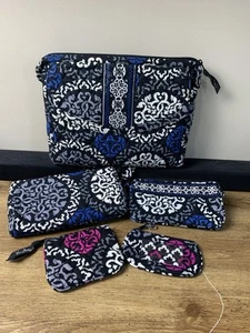 Bandolera acolchada Vera Bradley Canterberry Cobalto para computadora portátil 4 accesorios - Imagen 1 de 21