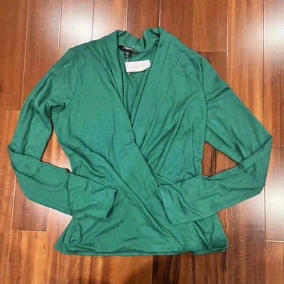 Nuevo Nuevo Nuevo con Etiquetas Banana Republic Verde Top Envolvente Lana Lyocell Manga Larga Talla Mediana Foto 1 de 4