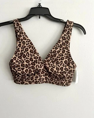 New OLD NAVY S No Show Bralette Barely There Wireless Bra Cheetah Brown Animal - Image 1 of 4