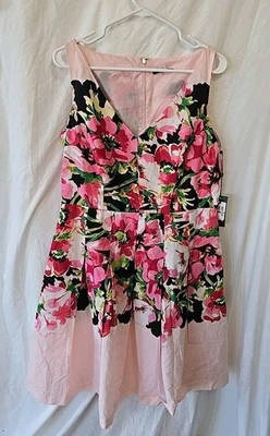 Tommy Hilfiger Women's Fit & Flare Pink Floral Dress Size 12 Sleeveless NWT - Image 1 of 4