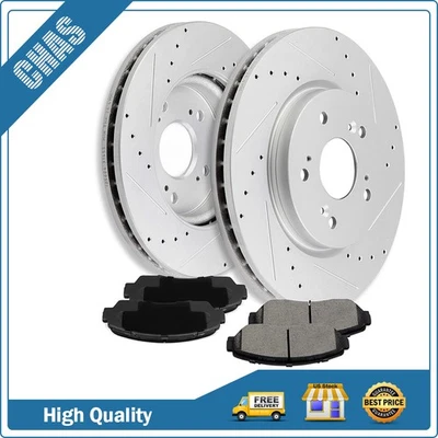 Pastilhas de freio dianteiras perfuradas e com fenda para 2012-2015 Honda Crosstour EX - Imagem 1 de 4