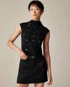 NUEVO CON ETIQUETAS $90 J.Crew Elastizado Mezcla de Algodón Cuello Imitado con Adorno Floral Talla S - Imagen 1 de 3