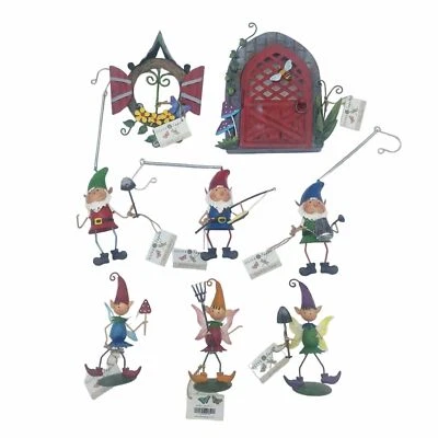 Oliva y Salvia Metal Gnomos Springers Hada Libre Árbol Puerta Exterior Estatua Foto 1 de 4