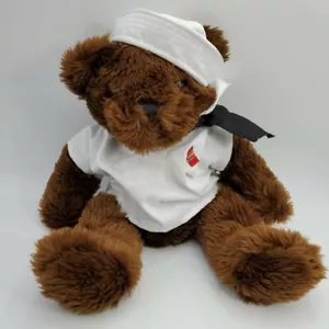 Vintage Navy Sailor Teddy Bear Forces Of America White Uniform Brown Plush 1989 - Picture 1 of 7
