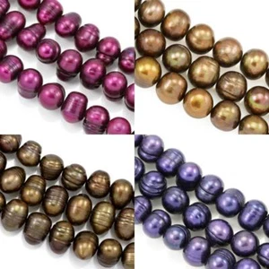 10-11mm Large Ringed Roundish Potato Freshwater Pearls Beads  Jewellery Making - Picture 1 of 3