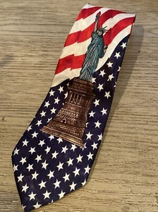 American Flag Statue Of Liberty Tie Necktie Holiday Election Day  - Picture 1 of 3