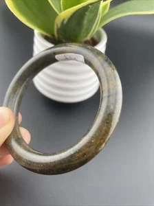 純天然玉鐲 Grade A 100% Untreated Indian Jade Bangle 53 Mm Golden Brown - Bild 1 von 14