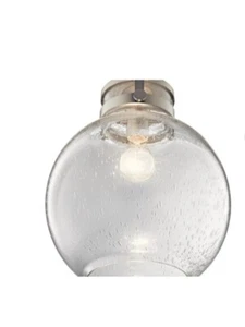 Kichler 12-in Brushed Nickel Industrial Single Seeded Glass Globe Pendant - Picture 1 of 4