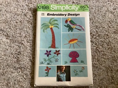 Simplicity SEWING PATTERN 6198 Transfer Pattern for Embroidery UNCUT Flowers Sun - Image 1 of 3