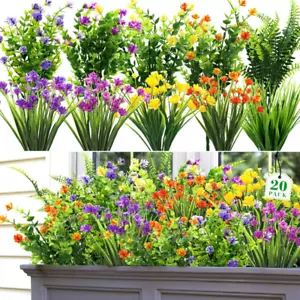 20 Bundles Artificial Flowers for Outdoors UV Resistant Fake Flowers Realistic F - Picture 1 of 12
