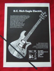 B.C. RICH EAGLE ELECTRIC GUITAR BERNARDO RICO  1977 ORIGINAL VINTAGE ADVERT - Picture 1 of 1