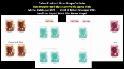 Liberia 1999 Gabon President Omar Bongo Ondimba Set x3 Imperf Bloc MNH - Image 1 of 4