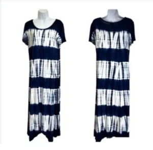 CG Sport dunkelmarineblaue Krawatte gefärbt Maxikleid Taschentuch Saum klein Petite Viskose - Bild 1 von 5